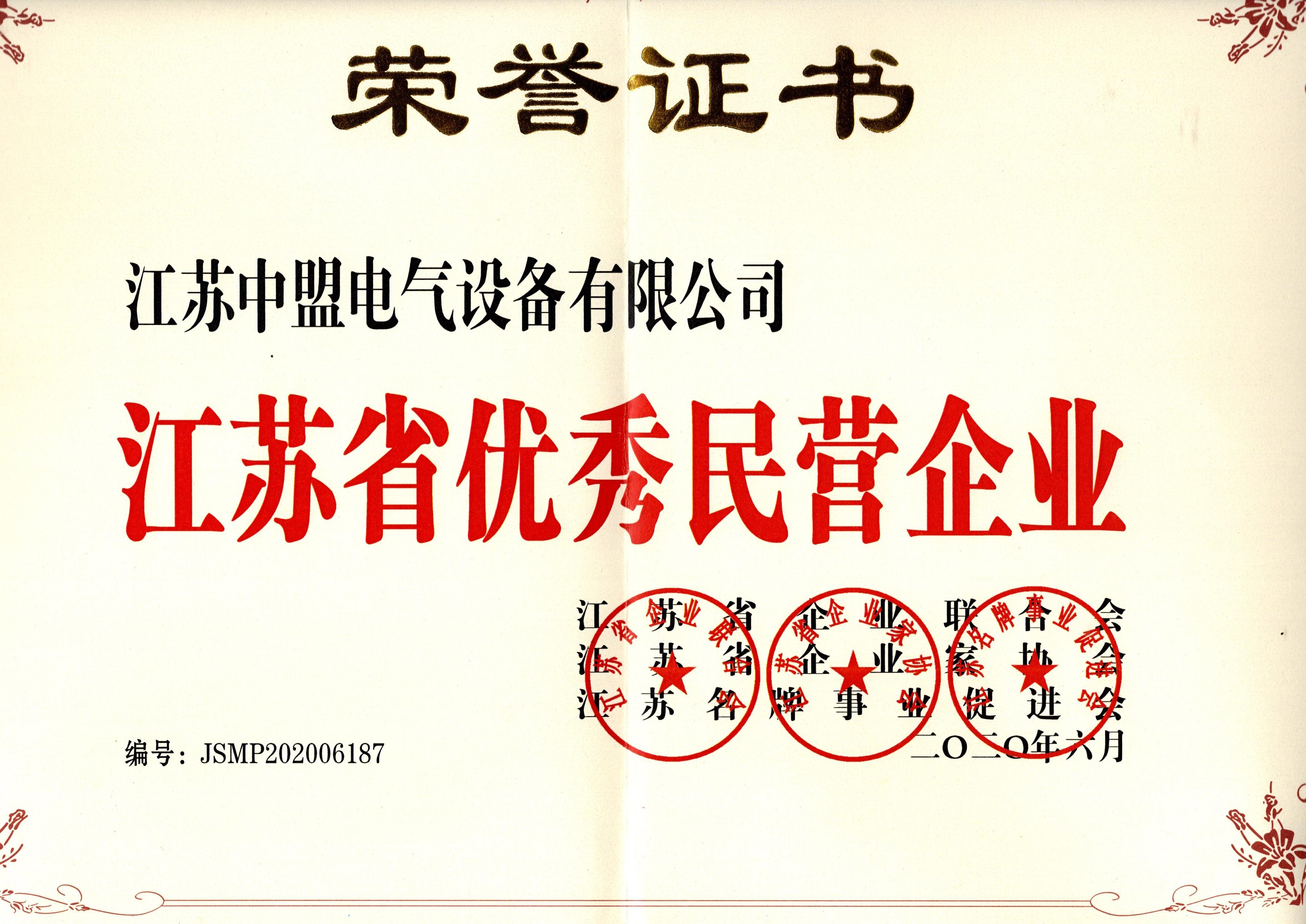 202006江苏省优秀民营企业
